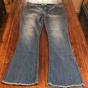 DEMOCRACY FLARE FRAYED HEM JEANS